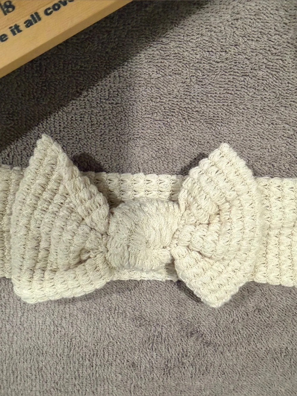Cream Muslin Baby Headband Oversized Bow Infant Toddler Girls Neutral Boho